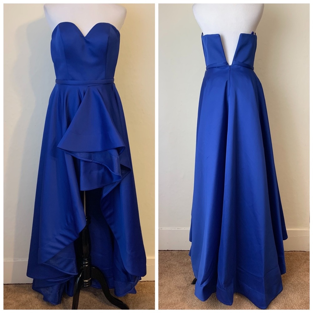 Terani Couture glamour blue high low formal prom dress (see description) - Picture 4 of 15